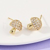 Mushroom Brass Micro Pave Clear Cubic Zirconia Stud Earrings EJEW-F895-17G-2