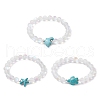 3Pcs Beach Dolphin & Turtle & Starfish Dyed Synthetic Turquoise Bead Bracelets BJEW-JB10252-1