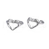 Non-Tarnish 304 Stainless Steel Heart Gesture Open Cuff Ring for Women RJEW-S405-260P-1