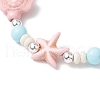 Dyed Synthetic Turquoise Beads & Natural Howlite Round Beads Stretch Bracelets for Women BJEW-JB11792-03-4