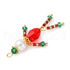 2Pcs Christmas Glass Seed Beaded Human Pendants PALLOY-MZ00783-4