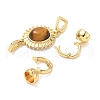 Brass Natural Tiger Eye Fold Over Clasps KK-U059-40G-02-2