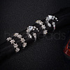 5Pcs Moon & Flower Alloy with Crystal Rhinestone Cuff Rings FS-WGA9DDB-01-3