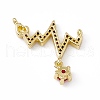 Brass Micro Pave Cubic Zirconia 2-Loop Pendants KK-E068-VC025-3