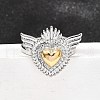 Gothic Style Brass Micro Pave Clear Cubic Zirconia Cuff Rings for Women RJEW-U051-02C-GP-1