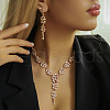 Ear of Wheat Alloy Crystal Rhinestone Pendant Necklaces & Stud Dangle Earrings Sets FS-WGD4E70-02-3