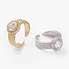 Brass Micro Pave Clear Cubic Zirconia Cuff Rings RJEW-C101-04-1