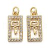 Brass Micro Pave Clear Cubic Zirconia Pendants ZIRC-Z010-14G-1