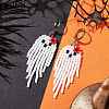 Halloween Woven MIYUKI Seed Beads Ghost Hoop Earrings EJEW-JE05854-02-2