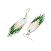304 Stainless Steel Seed Bead Glass Tassel Dangle Earrings EJEW-MZ00432-4