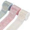 CRASPIRE 3 Roll 3 Colors Single Face Hot Stamping Polyester Frayed Ribbon OCOR-CP0001-12C-1