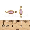 Brass Pave K9 Glass Connector Charms KK-Q059-01D-G-3