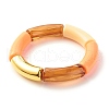 Acrylic & CCB Plastic Curved Tube Beads Stretch Bracelets Set for Women X-BJEW-JB07318-2