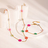 Flower Stainless Steel Glass Beaded Bracelets & Necklaces Sets for Women FN9236-1-3