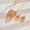 Ethnic Style Brass Cubic Zirconia Hollow Moon Necklace & Earring Sets for Women Party Wear RS4463-1