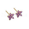 Elegant Sterling Silver Plum Cubic Zirconia Blossom Stud Earrings for Women VQ1749-7-1