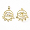 Rack Plating Brass Micro Pave Clear Cubic Zirconia Charms ZIRC-C041-02G-1