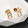 Hollow French Bulldog 201 Stainless Steel Pendant Necklaces & Stud Earrings Sets for Women SJEW-Q025-06G-3