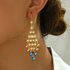 Brass Enamel Evil Eye Tassel Chandelier Earrings BJ5861-3