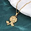 304 Stainless Steel Flower Pendant Necklaces NJEW-H059-30C-G-3