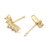 Brass Micro Pave Clear Cubic Zirconia Stud Earrings EJEW-R016-26G-06-4