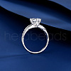 Rhodium Plated 925 Sterling Silver Micro Pave Moissanite Finger Rings WG64EDC-16-4