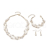 Round ABS Plastic Imitation Pearl Beads Necklace & Bracelet & Dangle Earring Sets for Women SJEW-JS01306-1