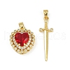 Brass Micro Pave Clear Cubic Zirconia Pendants Sets KK-R226-08G-01-1