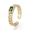 Mother's Day Rings Brass Micro Pave Cubic Zirconia Cuff Rings RJEW-K232-14G-M-2