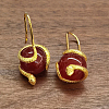 Vintage S925 Sterling Silver Red Agate Snake Dangle Earrings YB9119-5