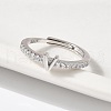 S925 Sterling Silver Adjustable Letter Rings for Women RJEW-M068-01P-V-5
