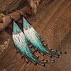 Bohemian Style Handmade Beaded Rhombus Tassel Dangle Earrings DI0122-2