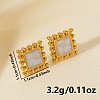 304 Stainless Steel Square Stud Earrings YJ7364-2-2