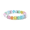8mm Round Natural Selenite & Brass Crystal Rhinestone Beaded Stretch Bracelets for Women BJEW-JB10826-02-1