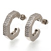 Rack Plating C-Shaped Brass Pave Clear Cubic Zirconia Stud Earrings EJEW-I310-08P-1