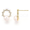 Natural Pearl Ring Stud Earrings PEAR-N020-06P-2