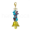 Gemstone Chips & Alloy Bowknot Kcychain HJEW-JM01313-2