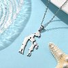304 Stainless Steel Mom and Daughter Pendant Necklaces for Mother's Day Gift NJEW-JN05193-01-1