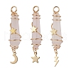 3Pcs 3 Styles Natural Rose Quartz Pointed Copper Wire Wrapped Faceted Bullet Big Pendants PALLOY-JF03572-05-1