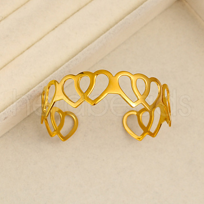 304 Stainless Steel Cuff Bangles BJEW-S172-01G-1