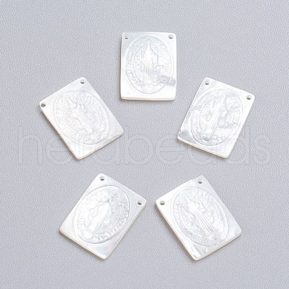 Natural White Shell Mother of Pearl Shell Pendants SSHEL-I024-07-1