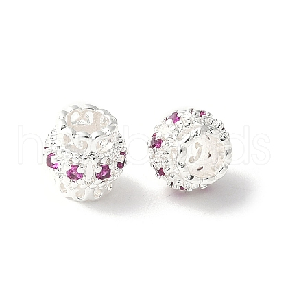 Brass Micro Pave Cubic Zirconia Bead KK-U067-08S-04-1