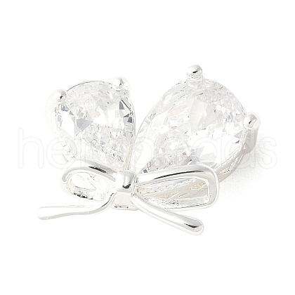 Brass Micro Pave Clear Teardrop Cubic Zirconia Pendants KK-A253-09S-1
