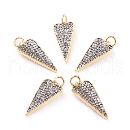 Brass Micro Pave Clear Cubic Zirconia Pendants ZIRC-I043-05G-1