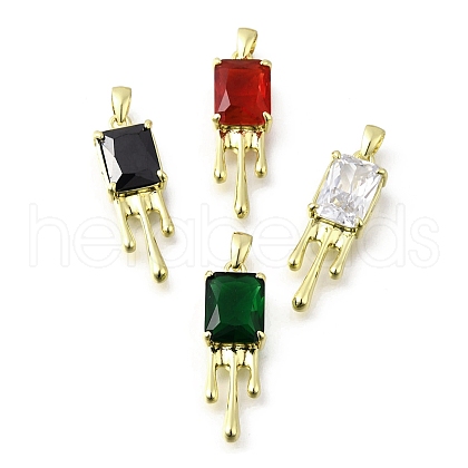 Brass Pave Cubic Zirconia Pendants KK-U072-33G-1