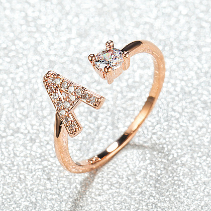 Brass Micro Pave Cubic Zirconia Cuff Rings for Women FS-WGA4C54-01-1