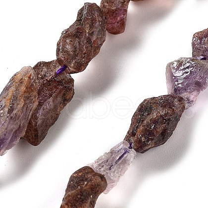 Raw Rough Natural Purple Lodolite Quartz Beads Strands G-P528-B06-02-1