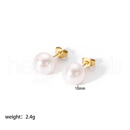 Elegant Stainless Steel Imitation Pearl Stud Earrings NB5919-4-1