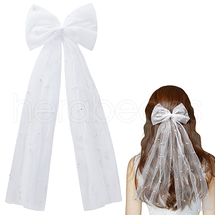 Bowknot Polyester Mesh Bridal Veils DIY-WH0430-520-1