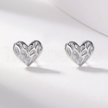 Delicate S925 Sterling Silver Heart Stud Earrings LU2165-1-1